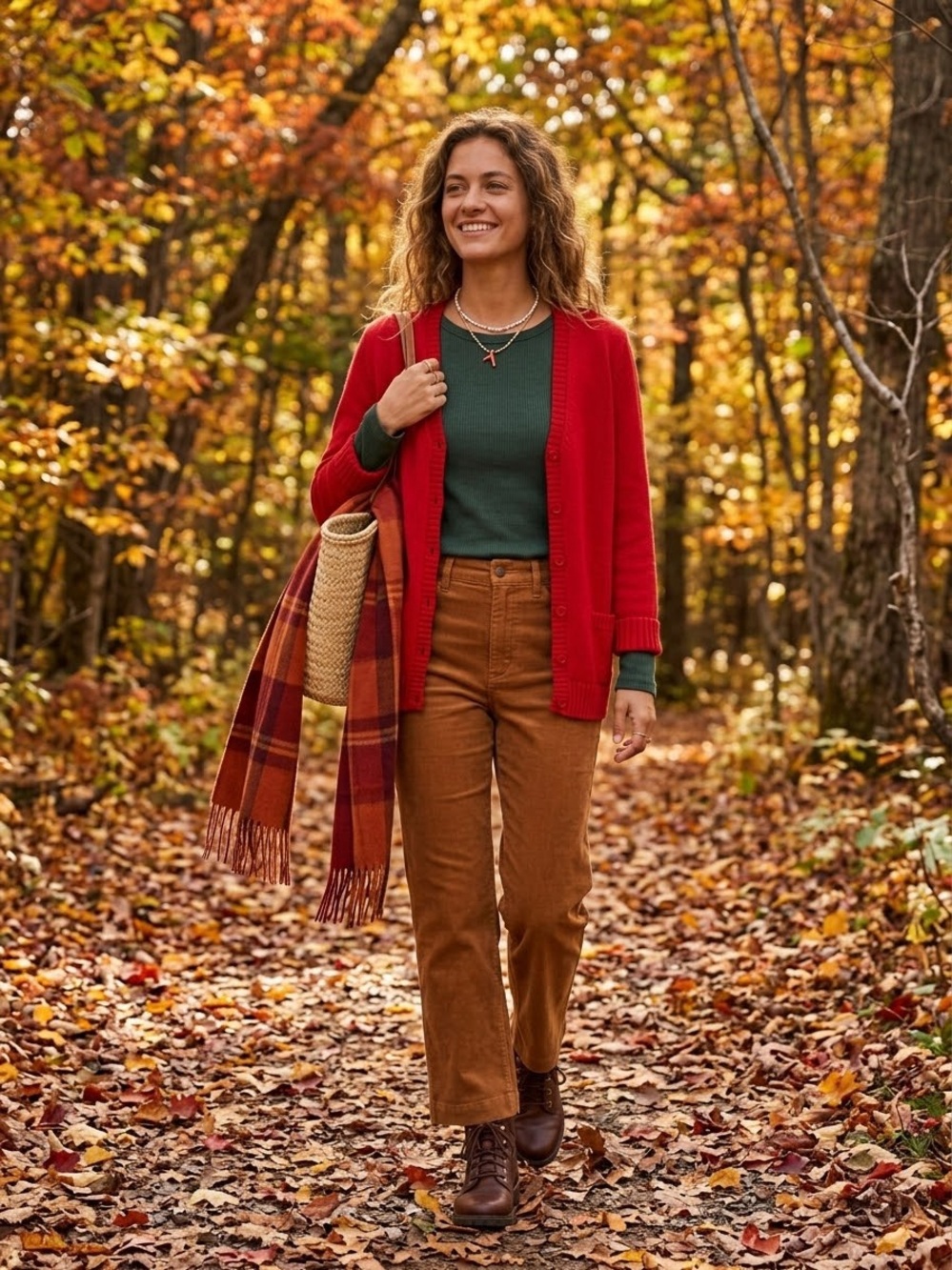 TABI 100% Cotton V-Neck Cardigan Red Medium Autumn Coastal Quality Layering